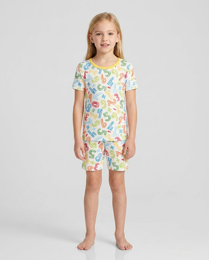 Math Doodles Bamboo Two Piece Short Sleeve Shorts Pajama Set