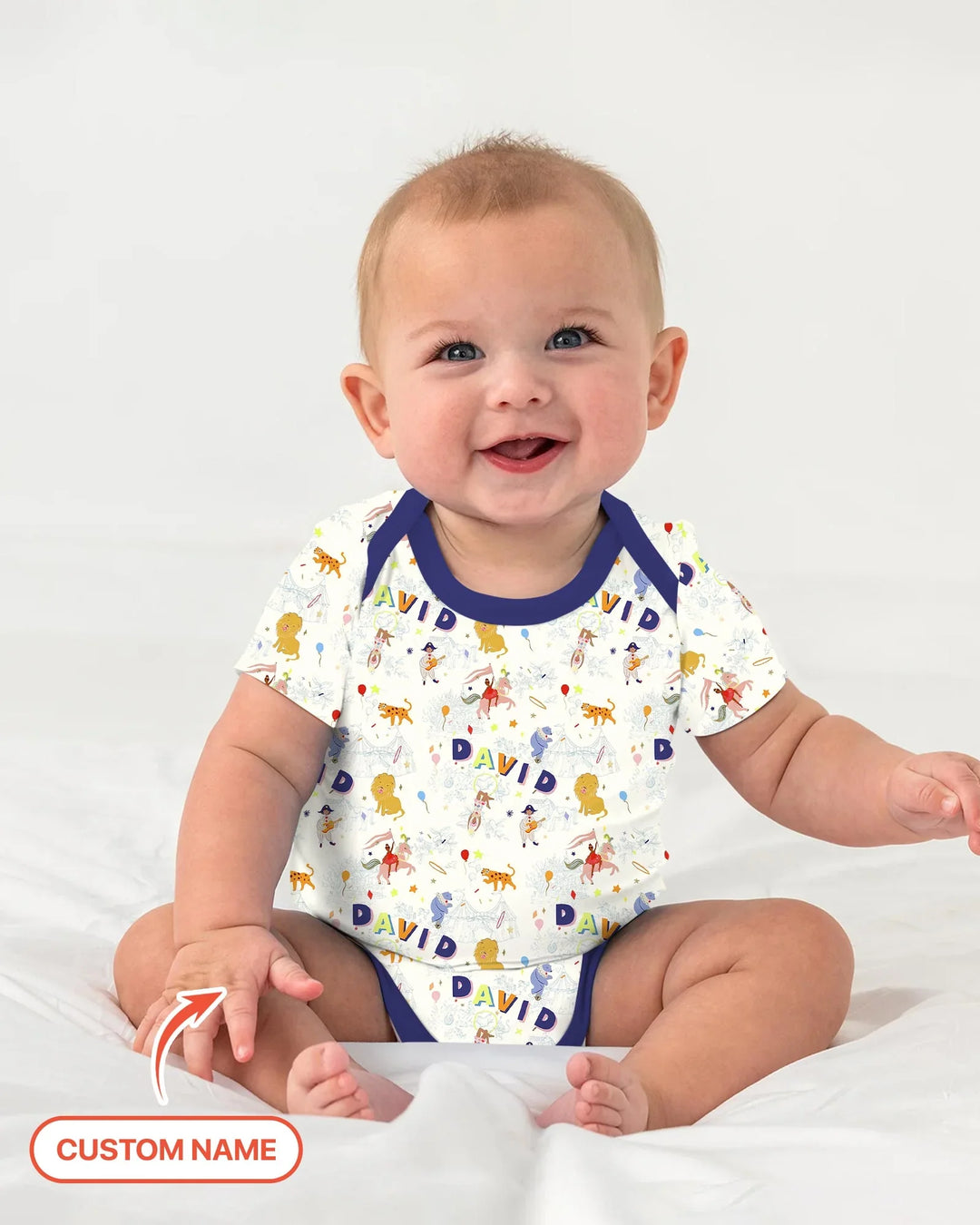 Custom Name Circus Toile Bamboo Bodysuit