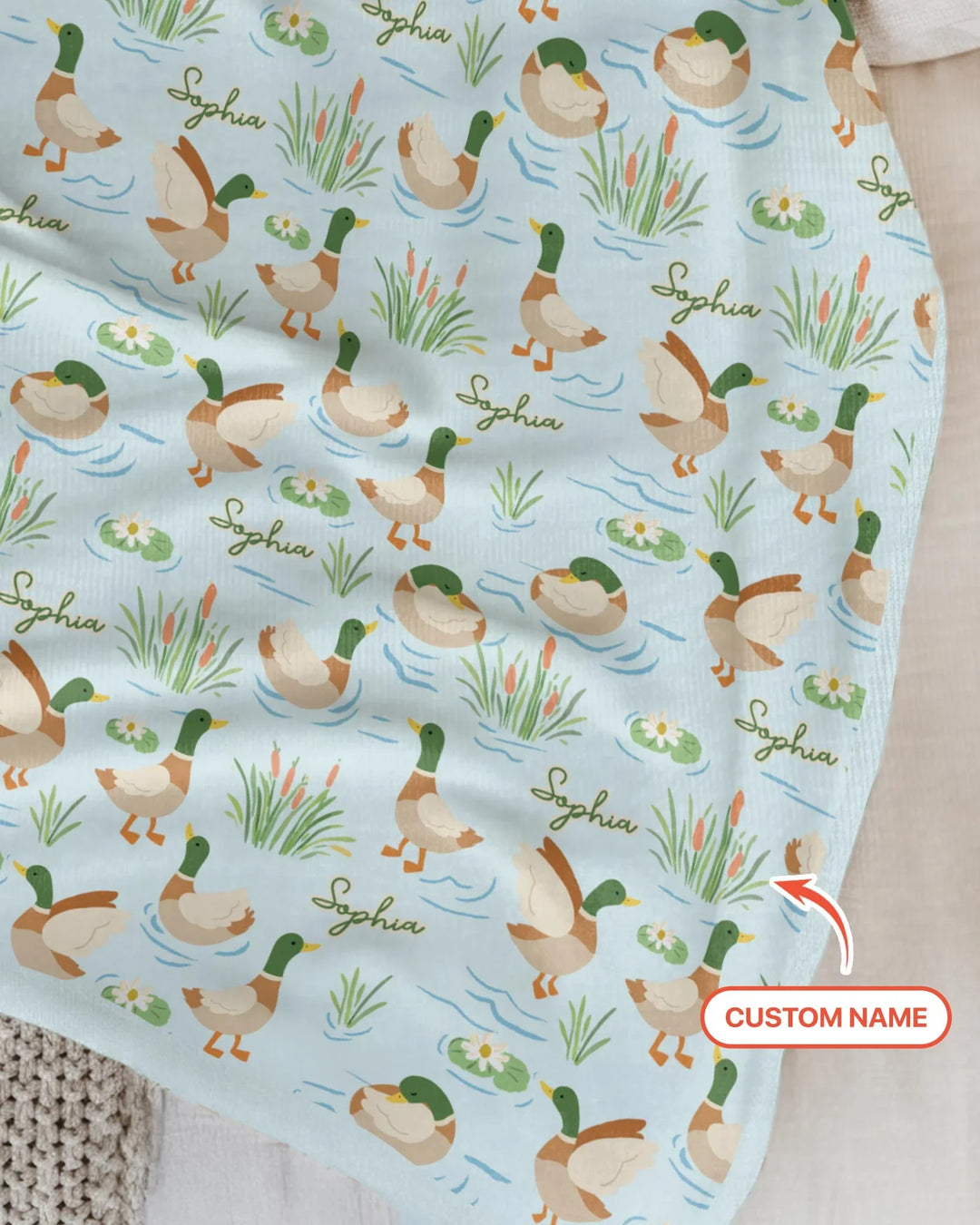 Personalized Mallard Duck Bamboo Blanket