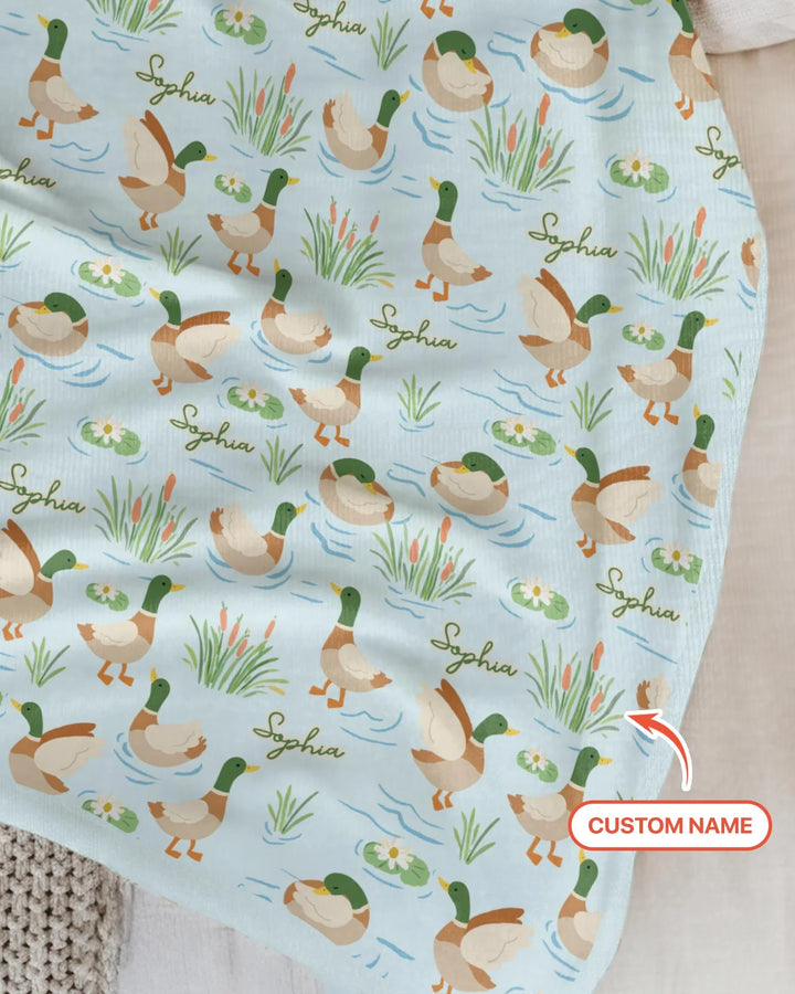 Personalized Mallard Duck Bamboo Blanket