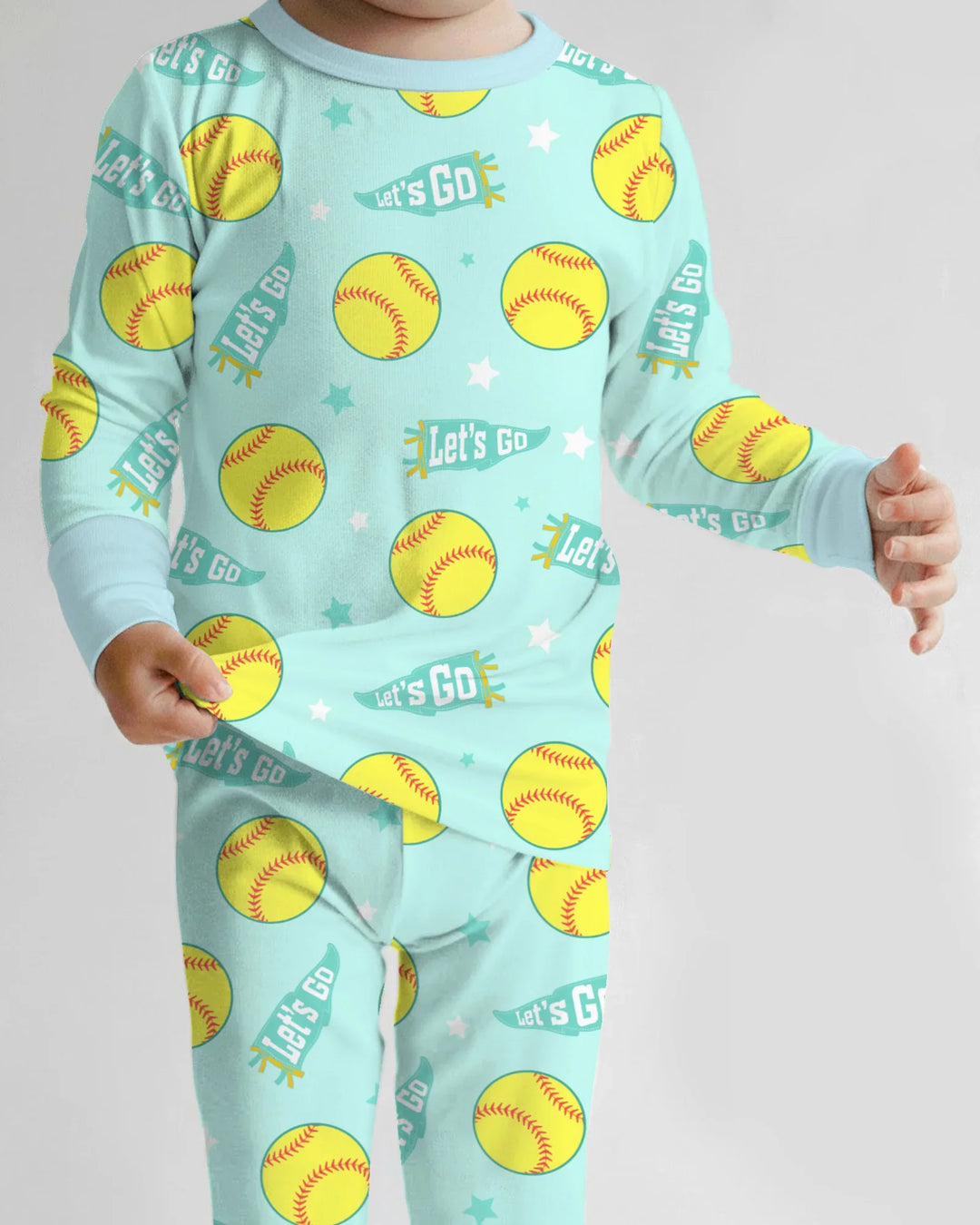 Softball Lovers Bamboo Two Piece Long Sleeve Pajama Set