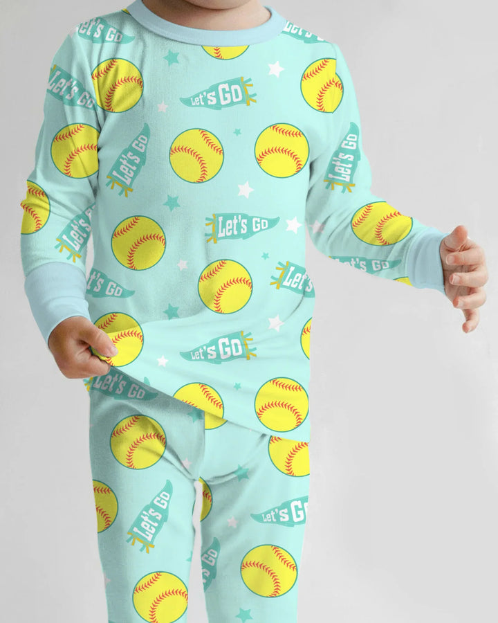 Softball Lovers Bamboo Two Piece Long Sleeve Pajama Set
