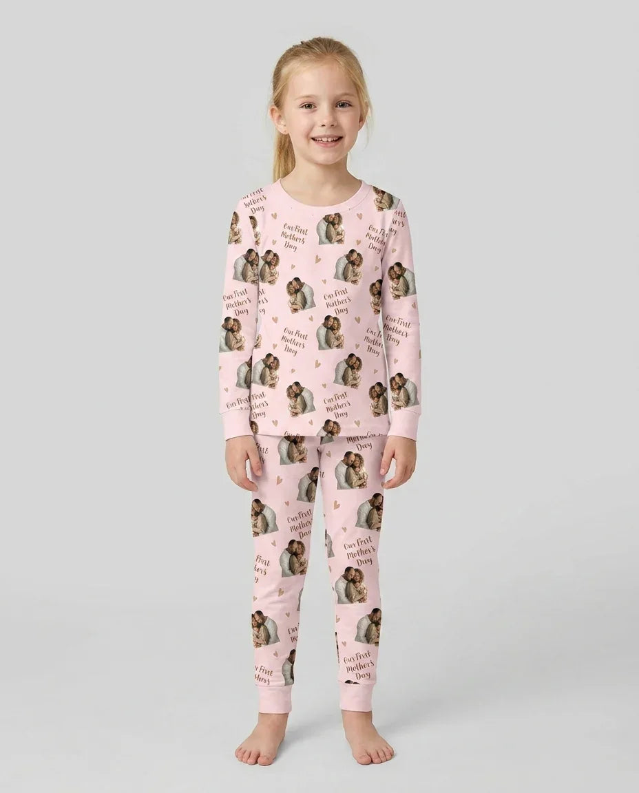Custom Photo Our First as Parents Bamboo Two Piece Long Sleeve Pajama Set