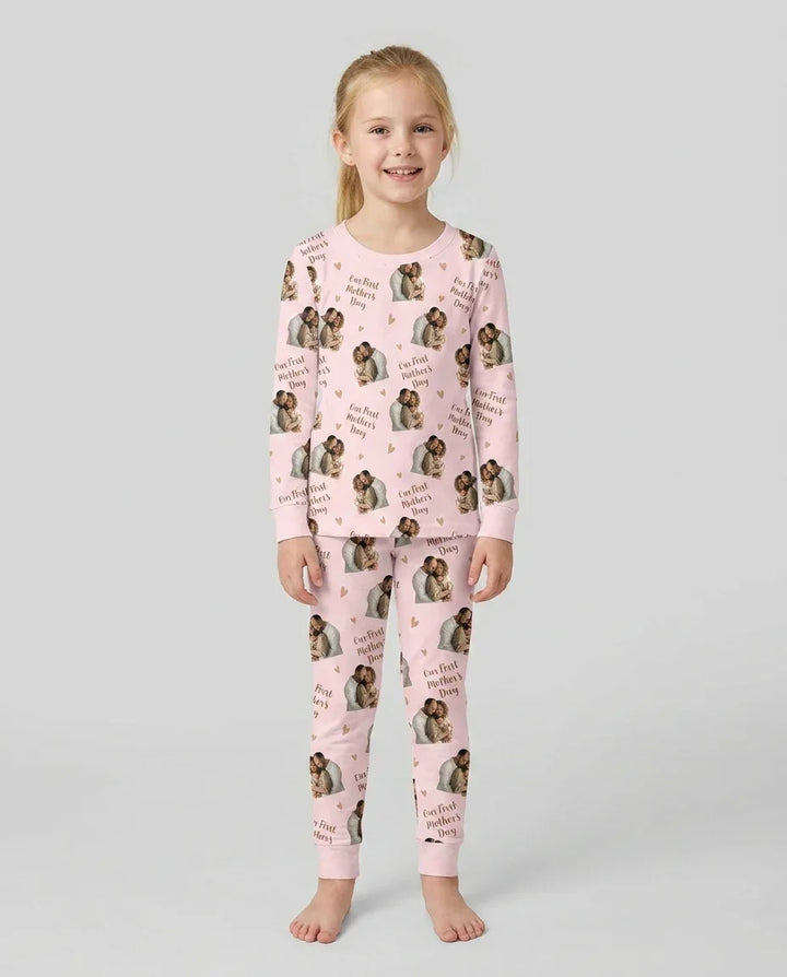 Custom Photo Our First as Parents Bamboo Two Piece Long Sleeve Pajama Set