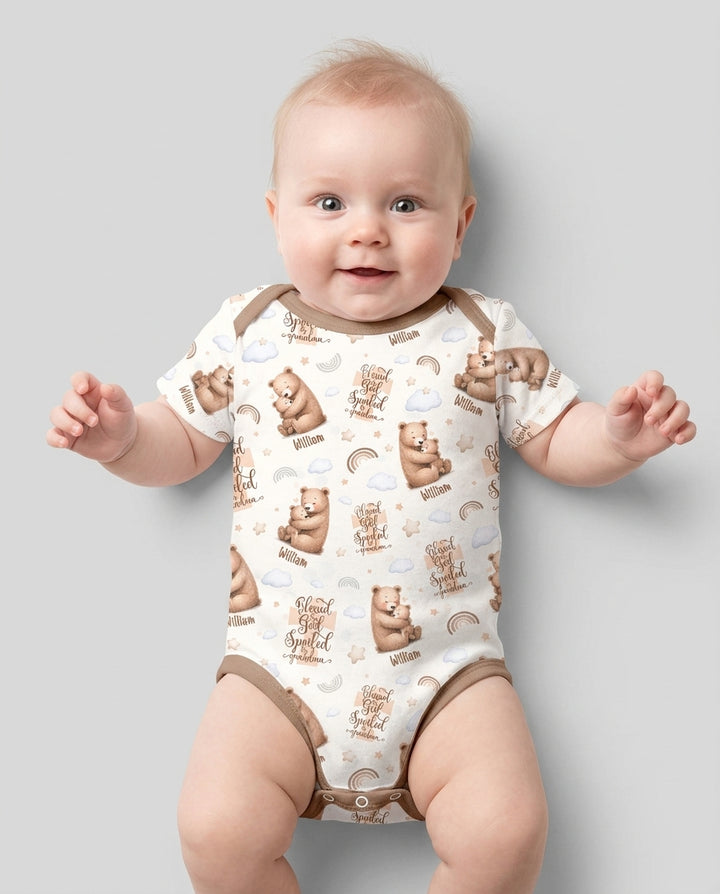 Custom Name Blessed By God Spoiled By Grandma Bamboo Bodysuit