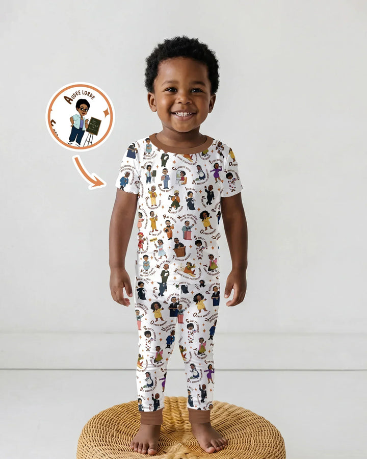 Black Legacy ABCs Family Matching Bamboo Two Piece Short Sleeve Pajama Set