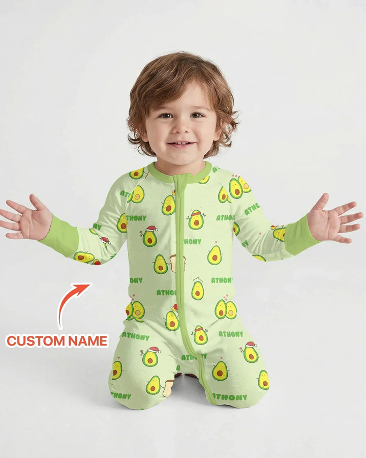 Custom Name Cute Avocado Bamboo Convertible Zippy