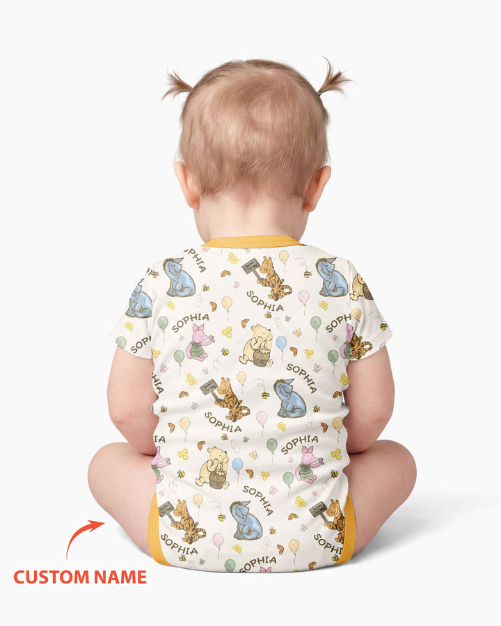 Little Things, Big Love Classic Bear Custom Name Bamboo Bodysuit