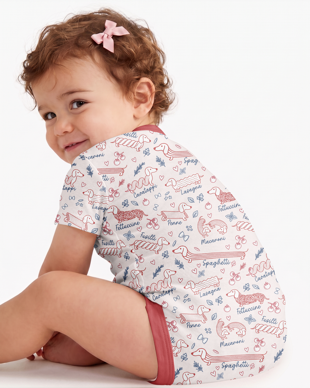 Funny Dachshund Pasta Pups Bamboo Bodysuit