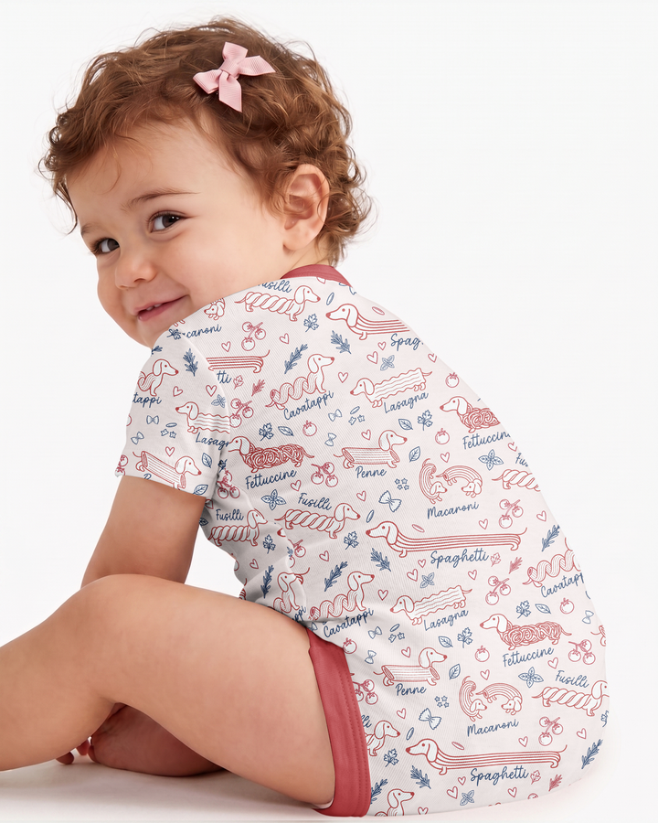 Funny Dachshund Pasta Pups Bamboo Bodysuit