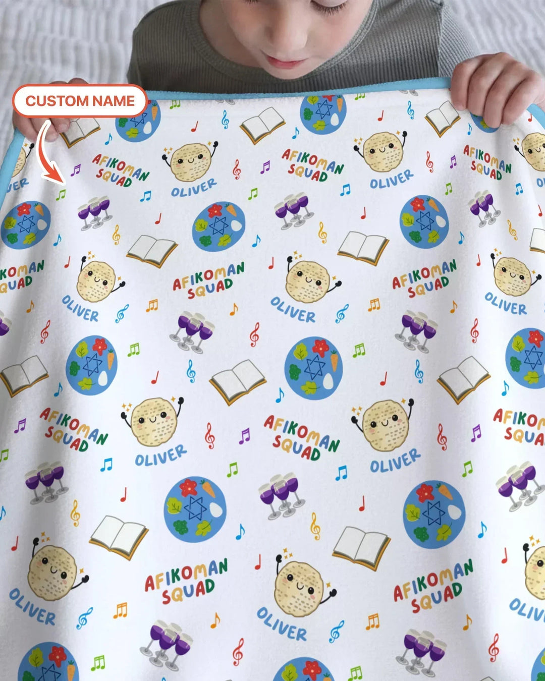 Custom Name Passover Afikoman Squad Bamboo Blanket