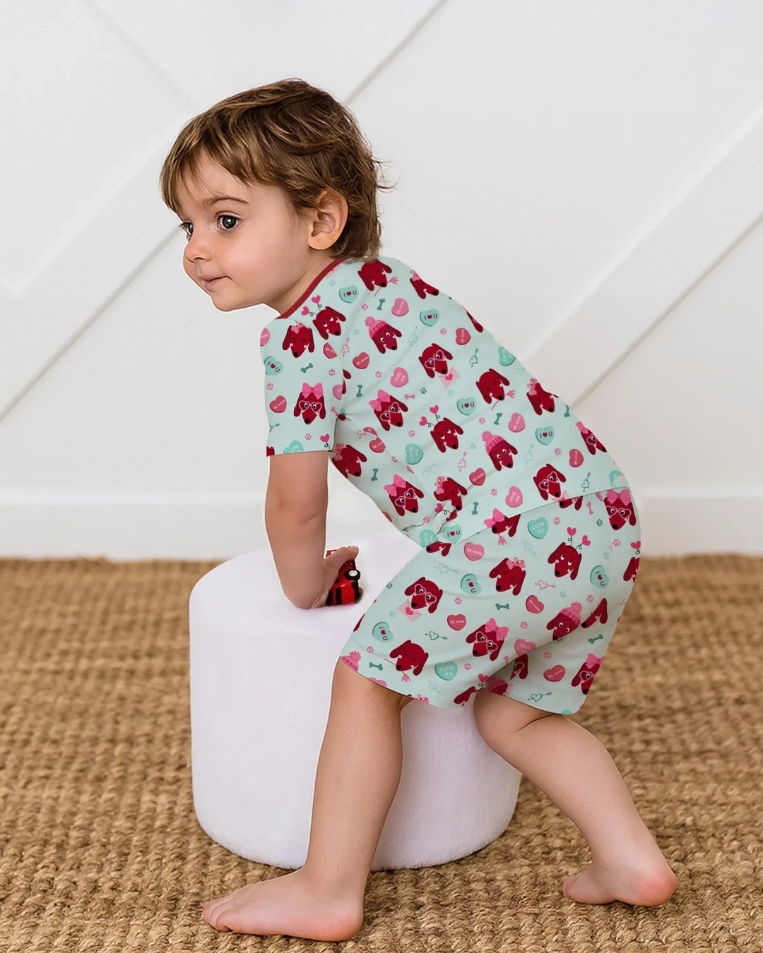Dachshund Is My Valentine Bamboo Two Piece Short Sleeve Shorts Pajama Set