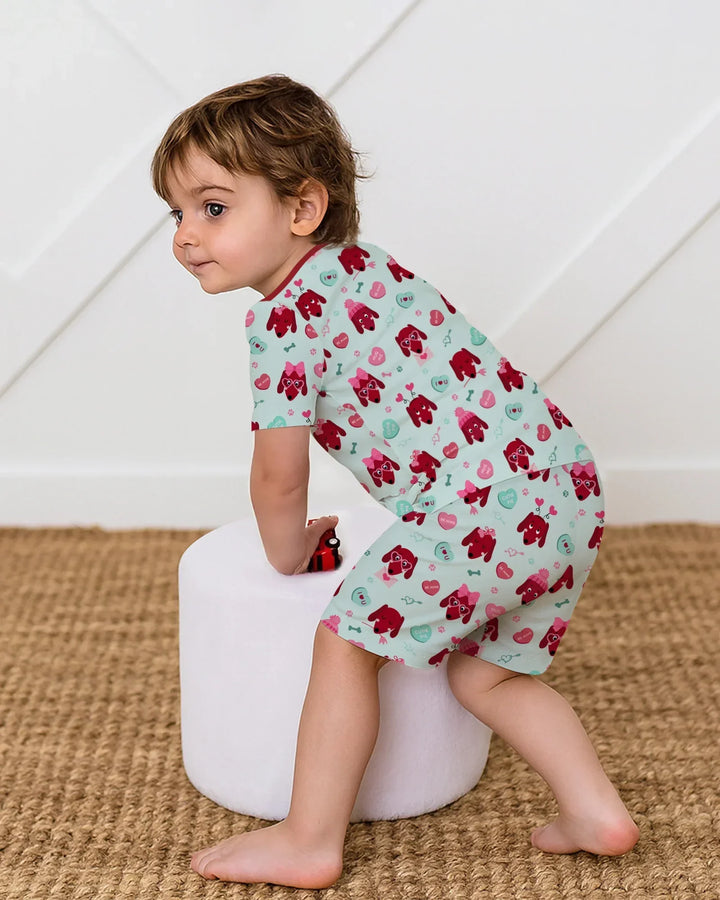 Dachshund Is My Valentine Bamboo Two Piece Short Sleeve Shorts Pajama Set