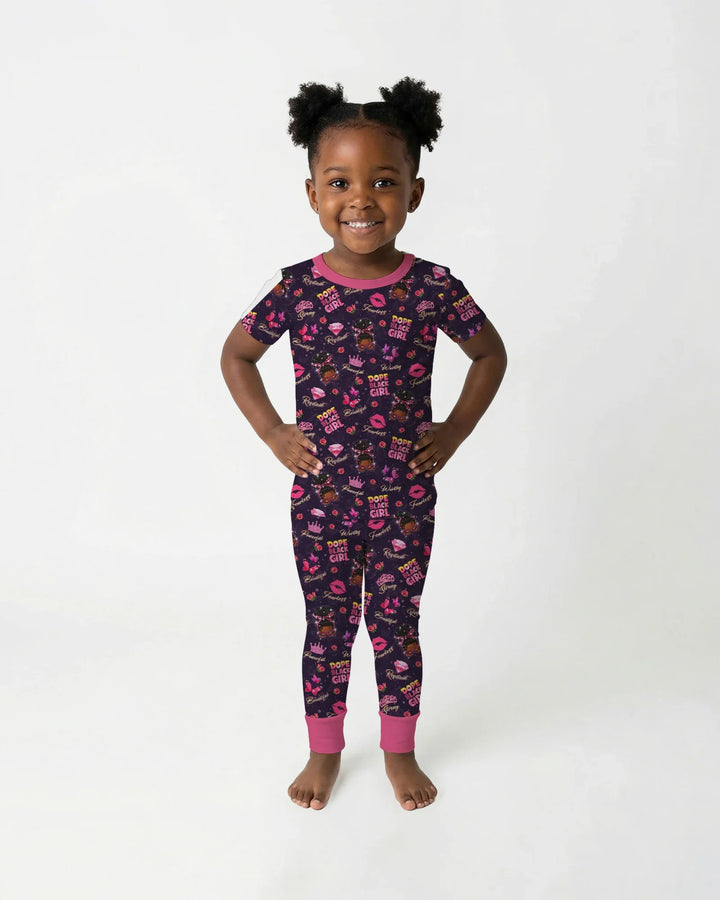 Dope Black Queen Bamboo Two Piece Short Sleeve Pajama Set
