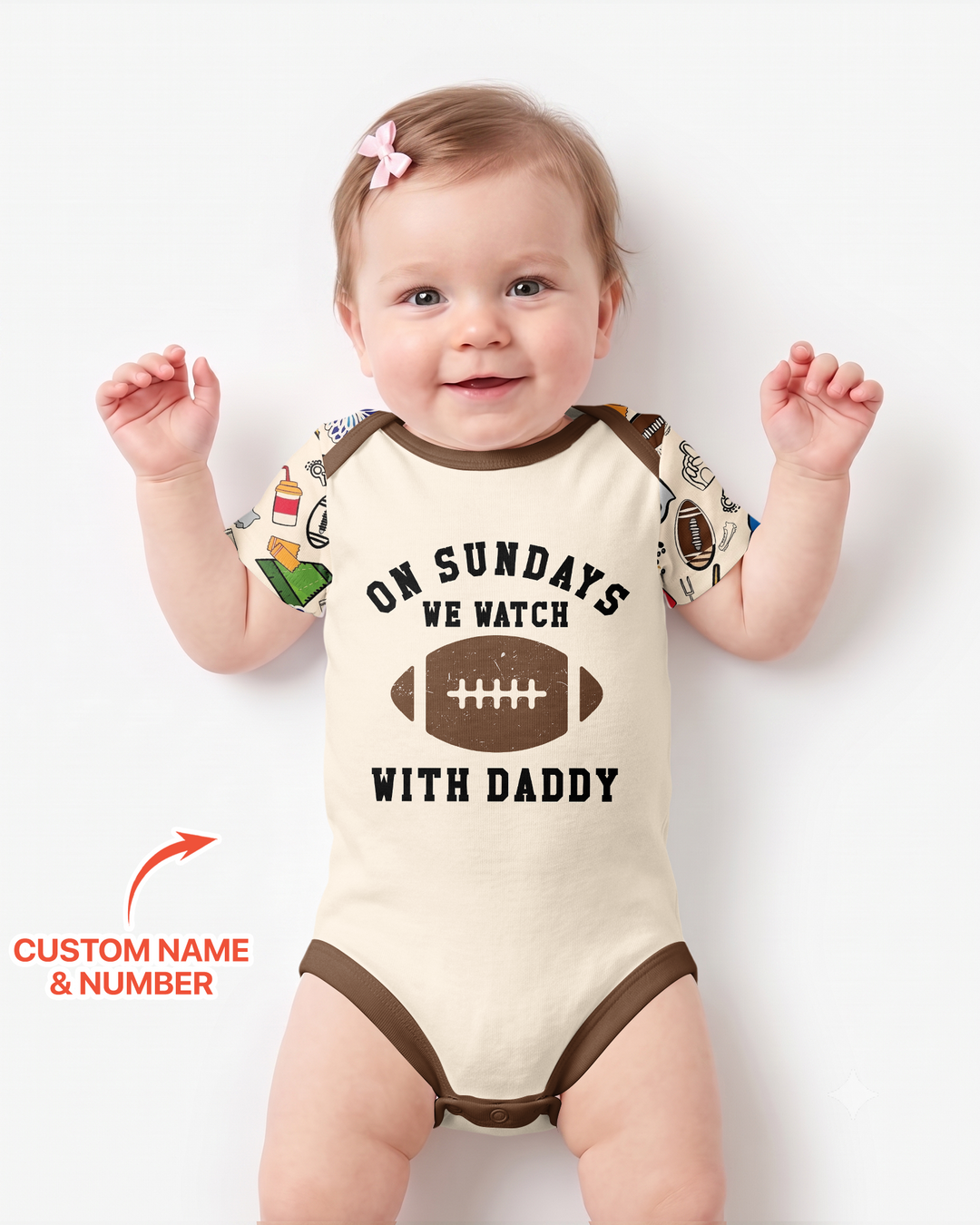 On Sundays We Watch Football With Daddy Family Matching Bamboo Bodysuit