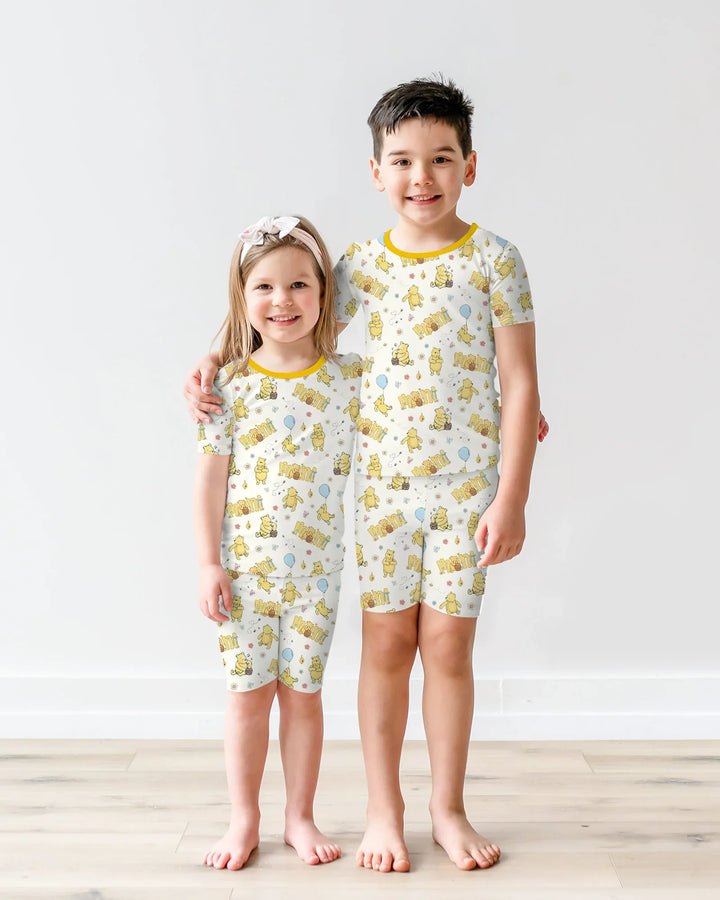 Mama & Mini Honey Bear Bamboo Two Piece Short Sleeve Shorts Pajama Set