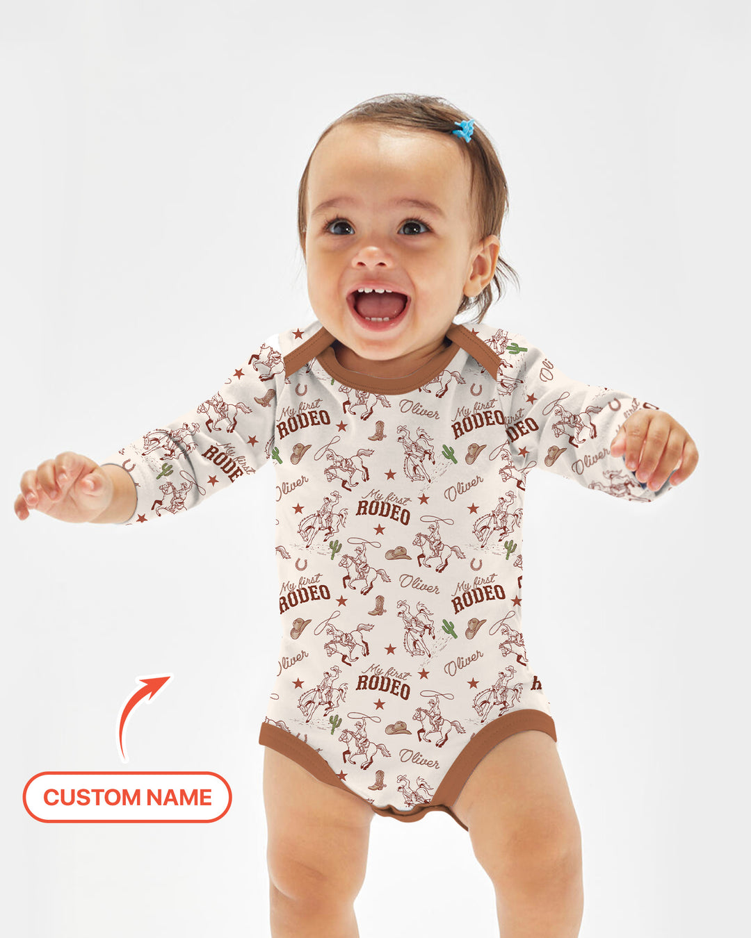 Custom Name First Rodeo Family Matching Bamboo Bodysuit