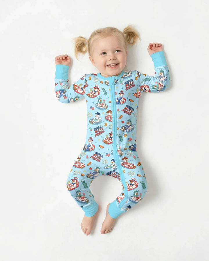 250 America Patriotic Goose Family Matching Bamboo Convertible Zippy