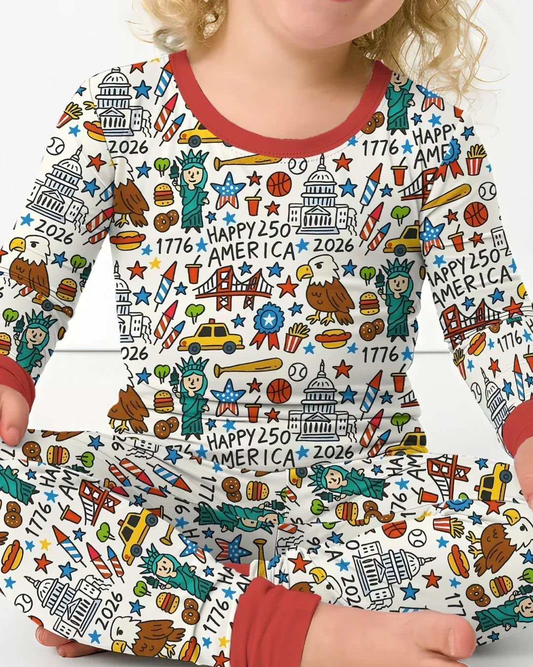 Doodle America 250th Anniversary Family Bamboo Two Piece Long Sleeve Pajama Set