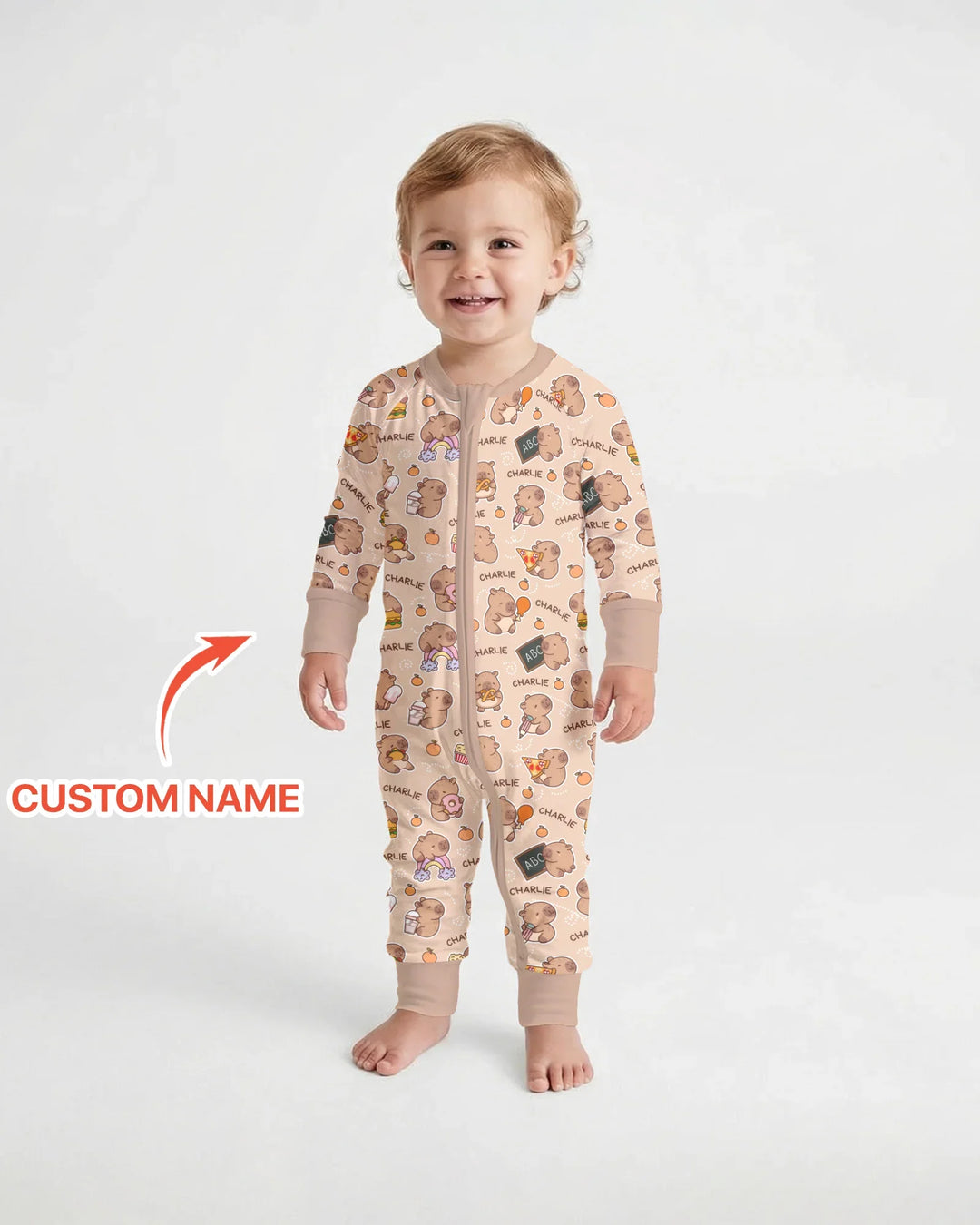 Custom Name Cute Capybara Bamboo Convertible Zippy
