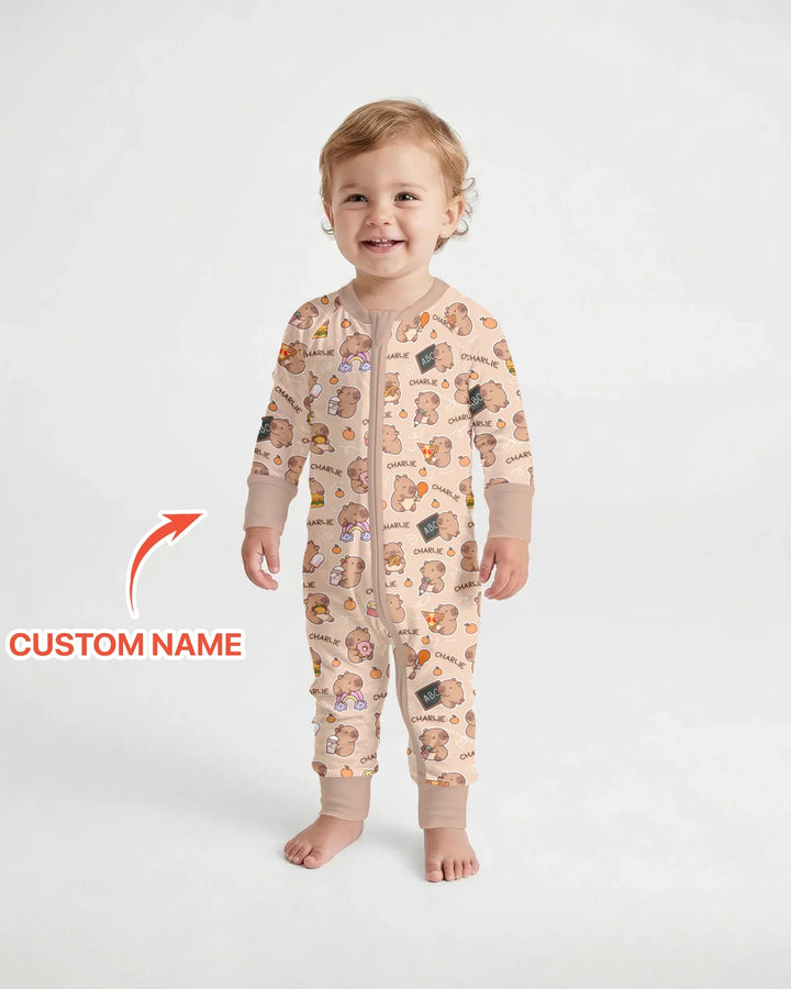 Custom Name Cute Capybara Bamboo Convertible Zippy