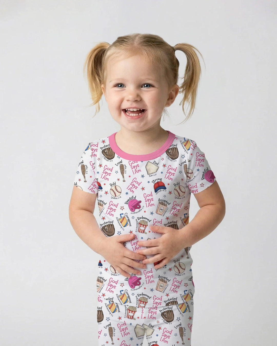 Christian Baseball Bamboo Two Piece Short Sleeve Pajama Set
