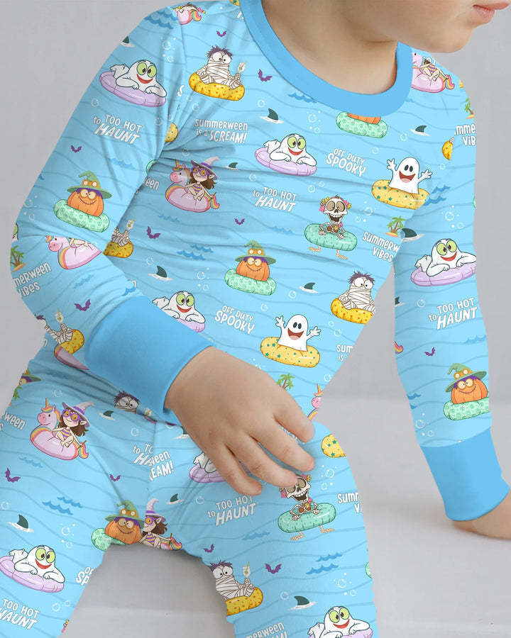 Summerween Cartoon Bamboo Two Piece Long Sleeve Pajama Set