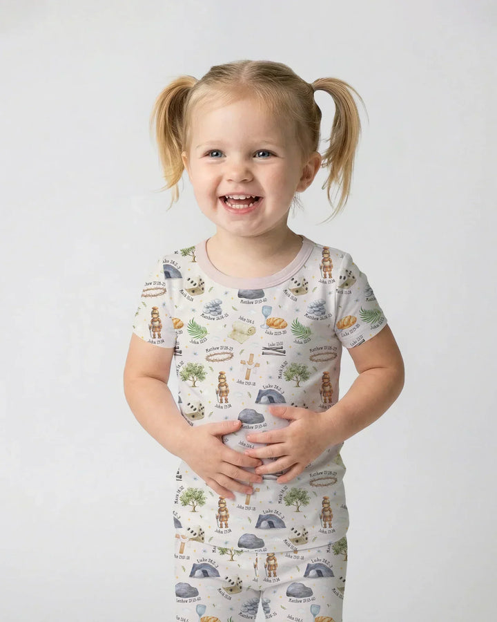 He Is Risen Family Matching Bamboo Two Piece Short Sleeve Pajama Set