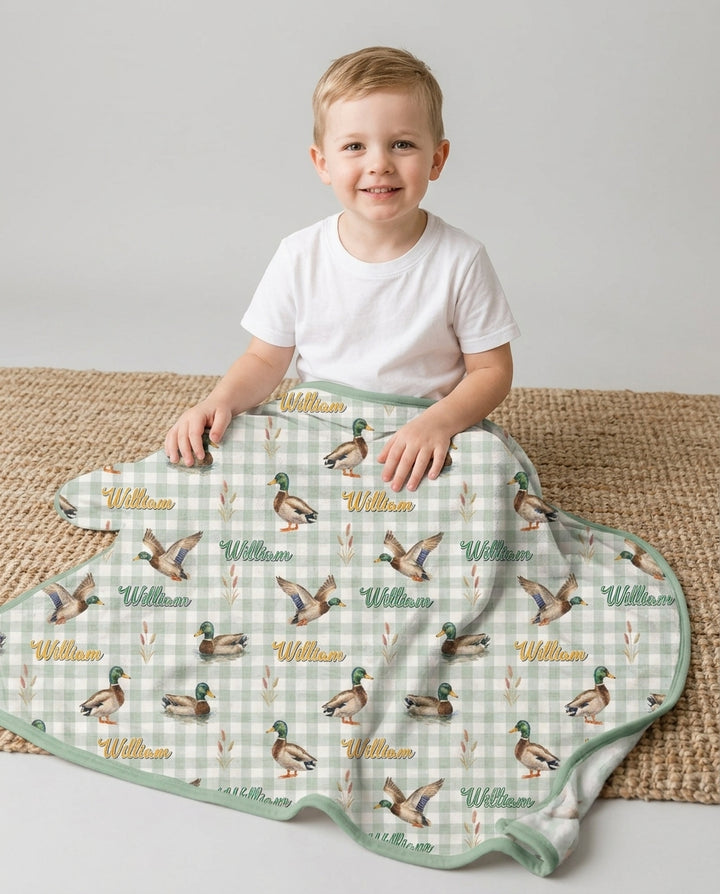 Mallard Duck Custom Name Bamboo Blanket