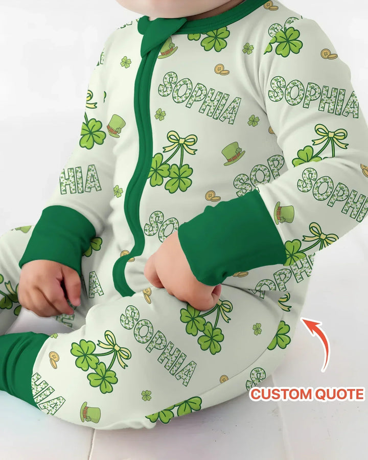 Custom Name Lucky Little Shamrock Bamboo Convertible Zippy