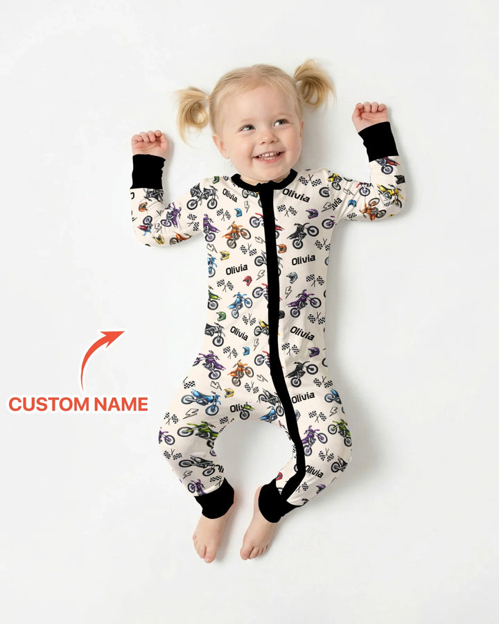 Custom Name Little Dirt Bike Rider Bamboo Convertible Zippy