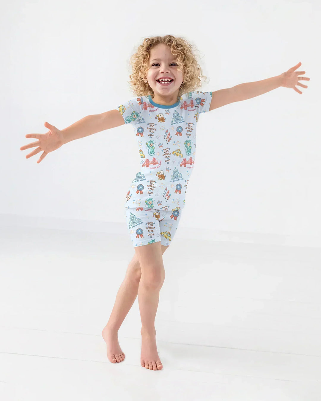 250 Years Of Freedom Bamboo Two Piece Short Sleeve Shorts Pajama Set