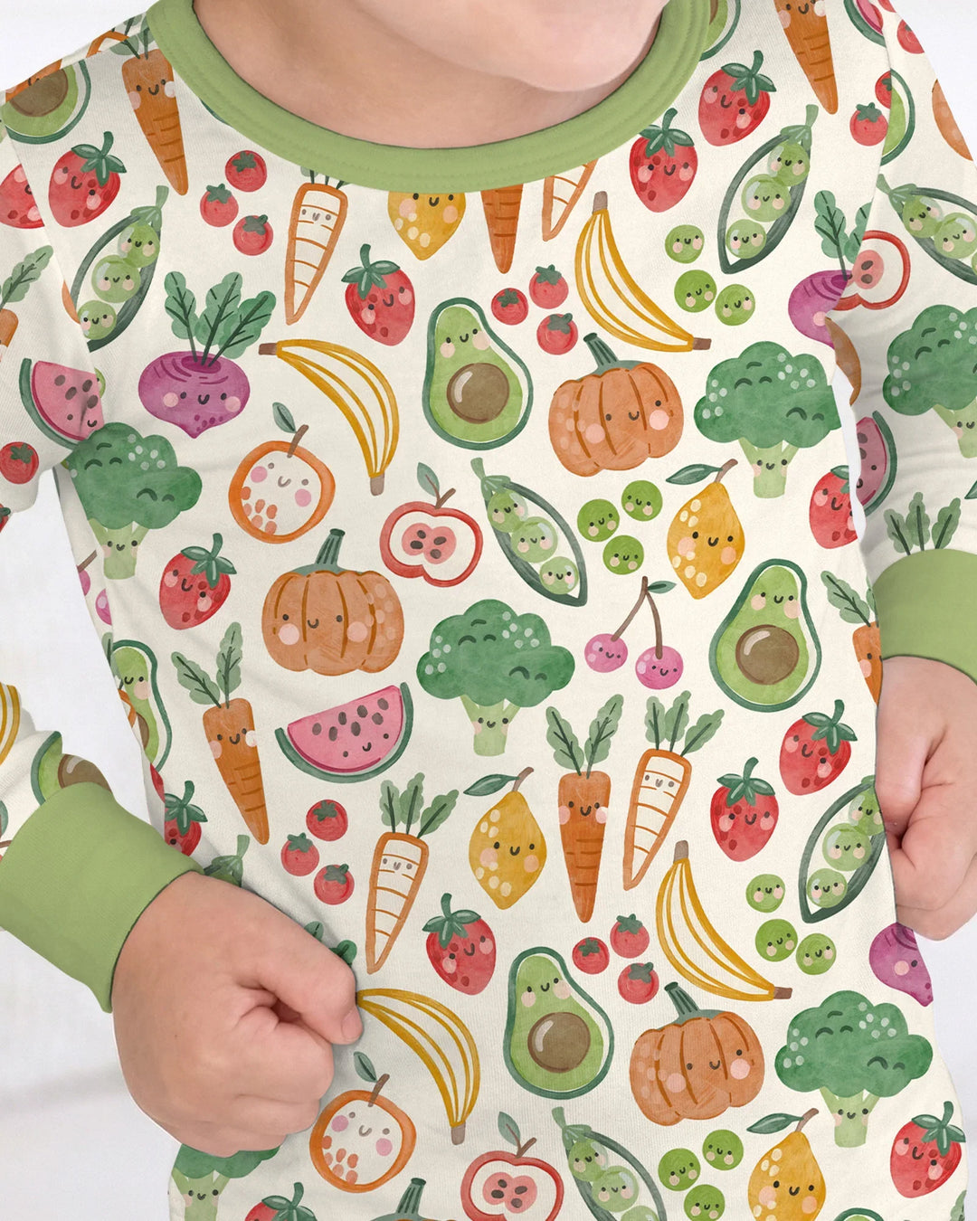 Veggie Friends Family Matching Bamboo Two Piece Long Sleeve Pajama Set