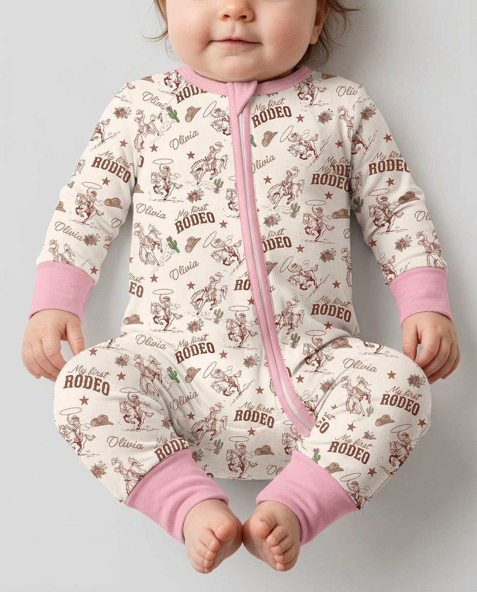 Custom Name First Rodeo Family Matching Bamboo Convertible Zippy