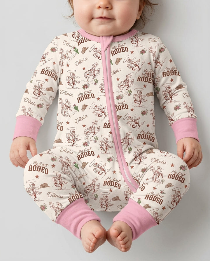 Custom Name First Rodeo Family Matching Bamboo Convertible Zippy