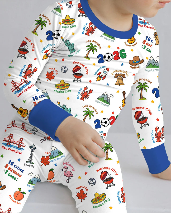 Soccer Cup Host Cities 2026 Bamboo Two Piece Long Sleeve Pajama Set