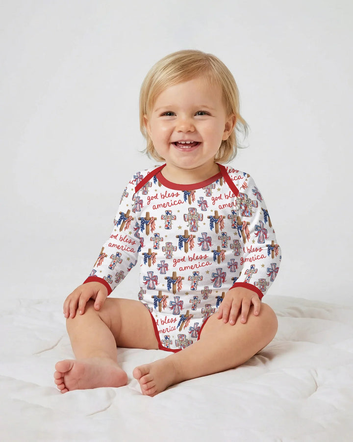 God Bless America Family Matching Bamboo Bodysuit