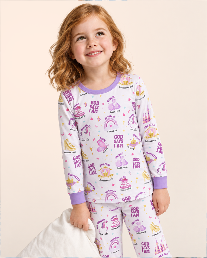 God Says I Am Girl Bamboo Two Piece Long Sleeve Pyjamas Set