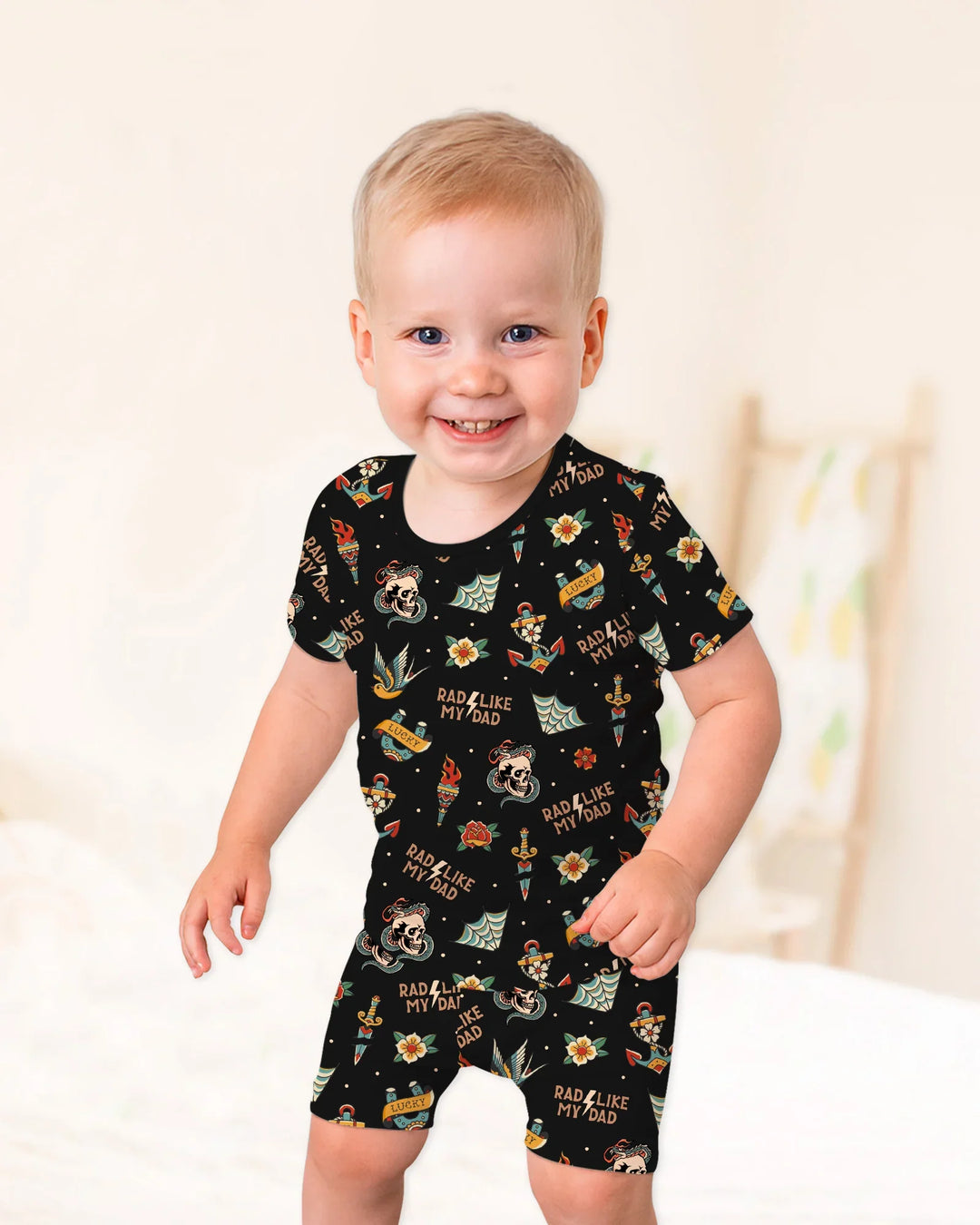 Rad Dad Society Daddy & Me Matching Bamboo Two Piece Short Sleeve Shorts Pajama Set