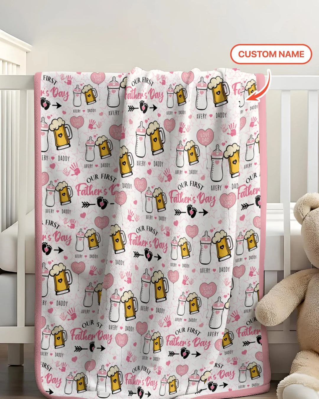 Custom Name First Father's Day Drink Bamboo Blanket