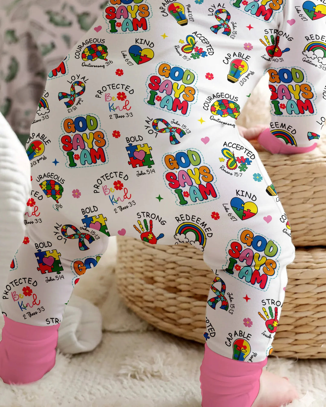God Says I Am Autism Awareness Bamboo Convertible Zippy