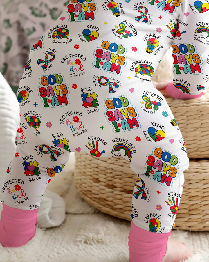 God Says I Am Autism Awareness Bamboo Convertible Zippy