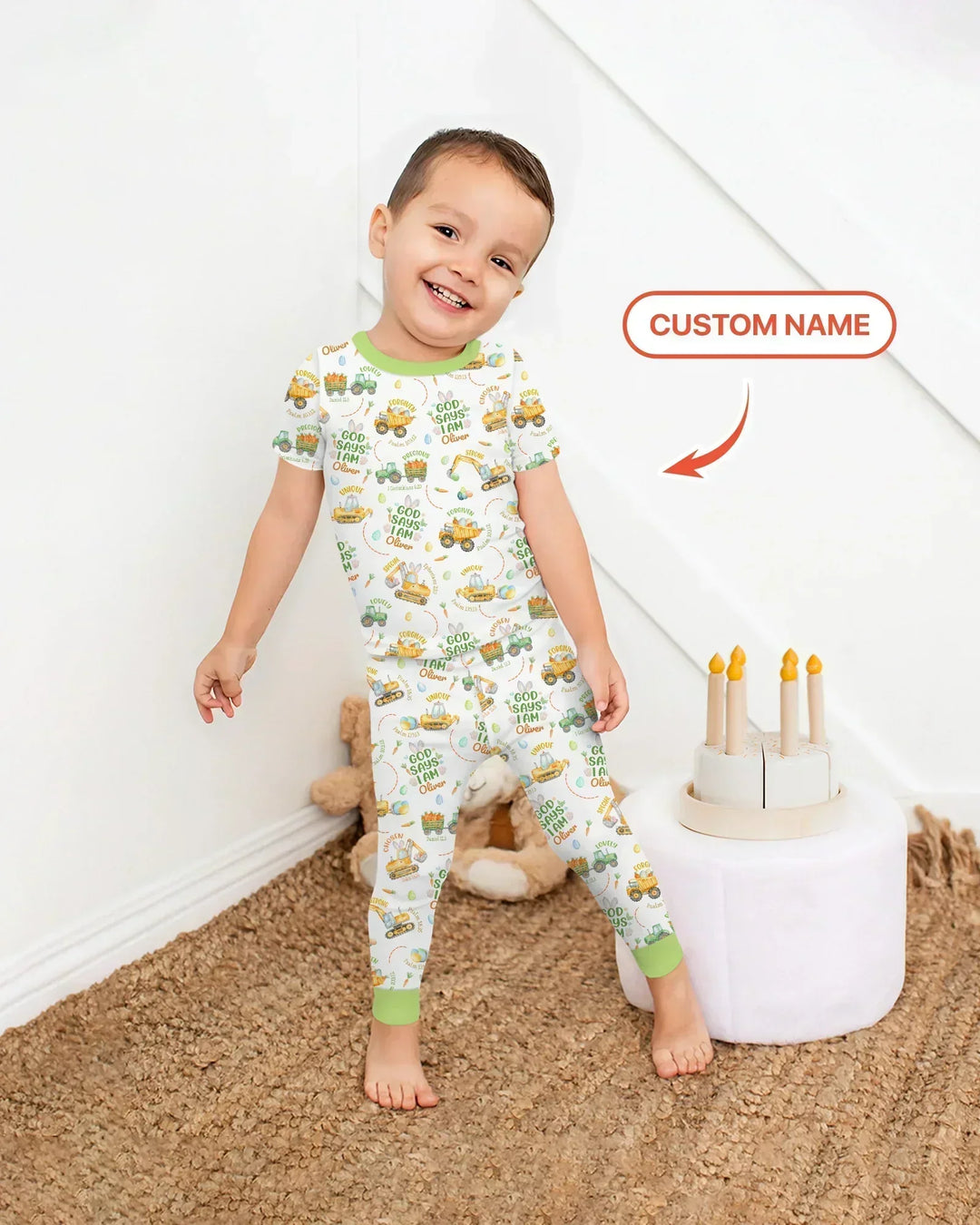 Happy Easter God Says I Am Custom Name Bamboo Two Piece Short Sleeve Pajama Set