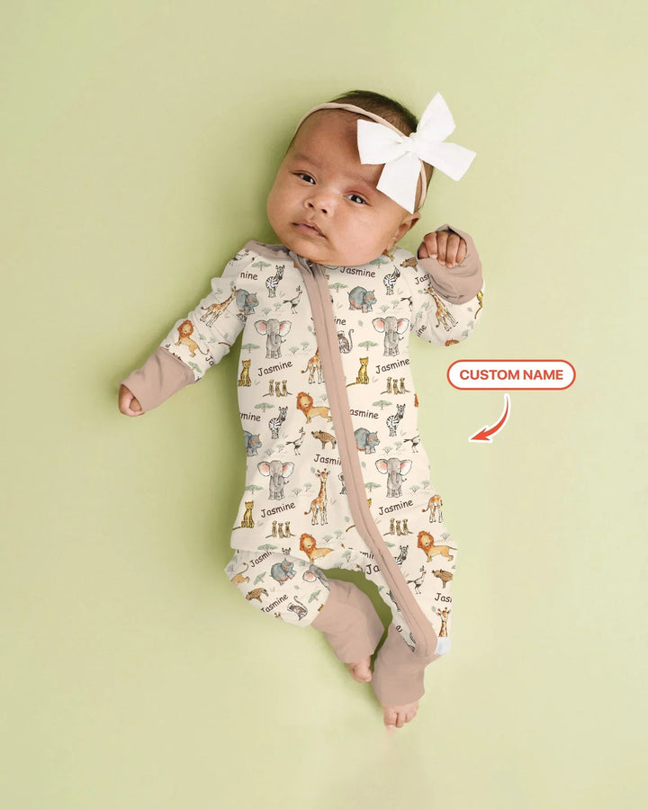 Safari Friends Custom Name Bamboo Convertible Zippy