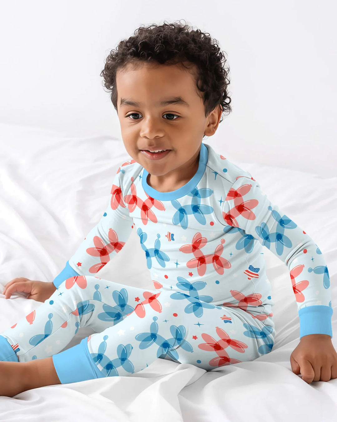 American Balloon Dog Party Bamboo Two Piece Long Sleeve Pajama Set