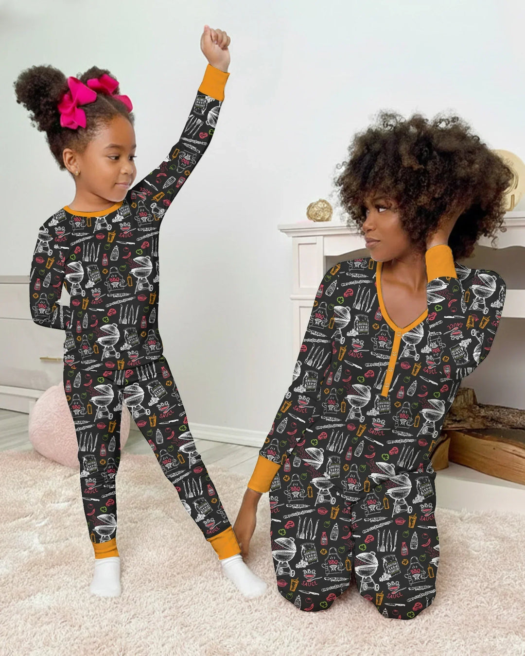 Backyard BBQ Party Family Matching Bamboo Two Piece Long Sleeve Pajama Set