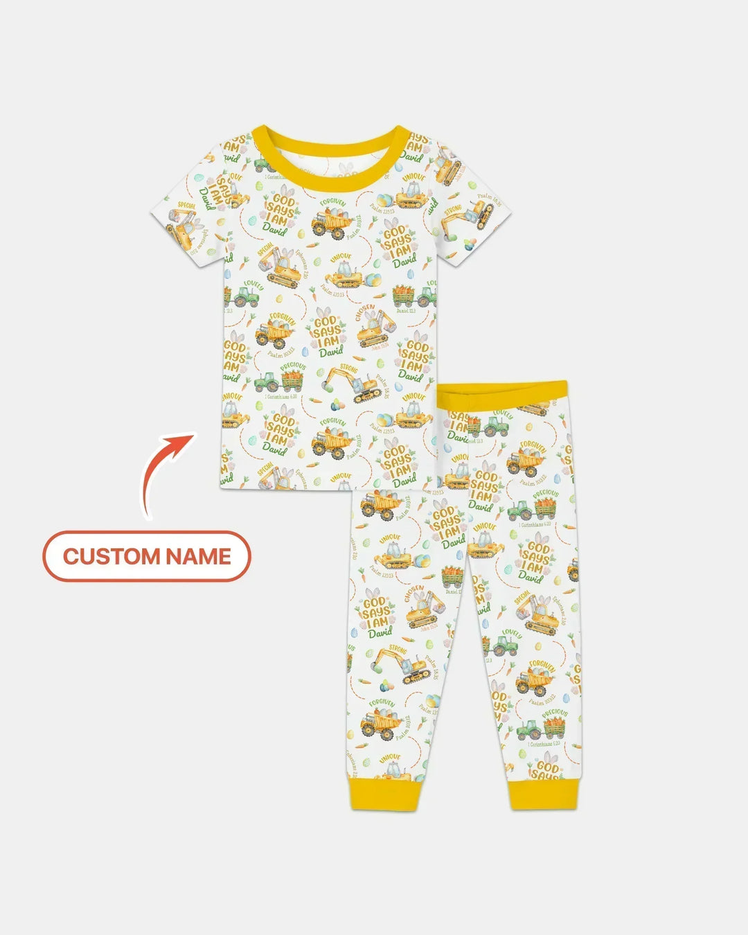 Happy Easter God Says I Am Custom Name Bamboo Two Piece Short Sleeve Pajama Set