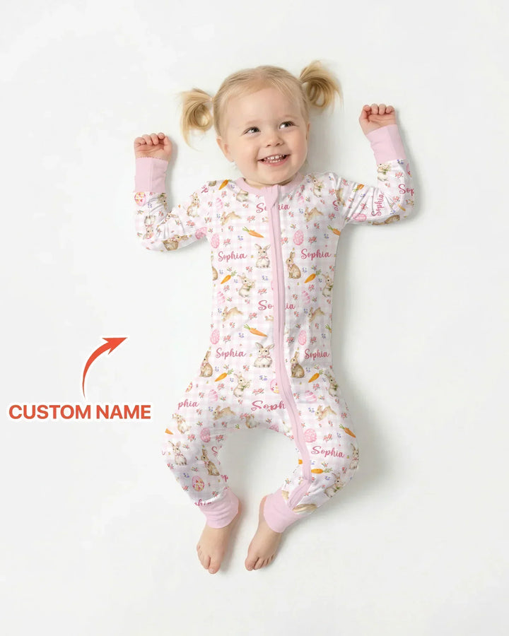Custom Name Bunny Garden Bamboo Convertible Zippy