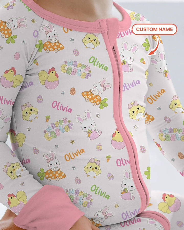 Custom name Happy Easter Bamboo Shorty Zippy