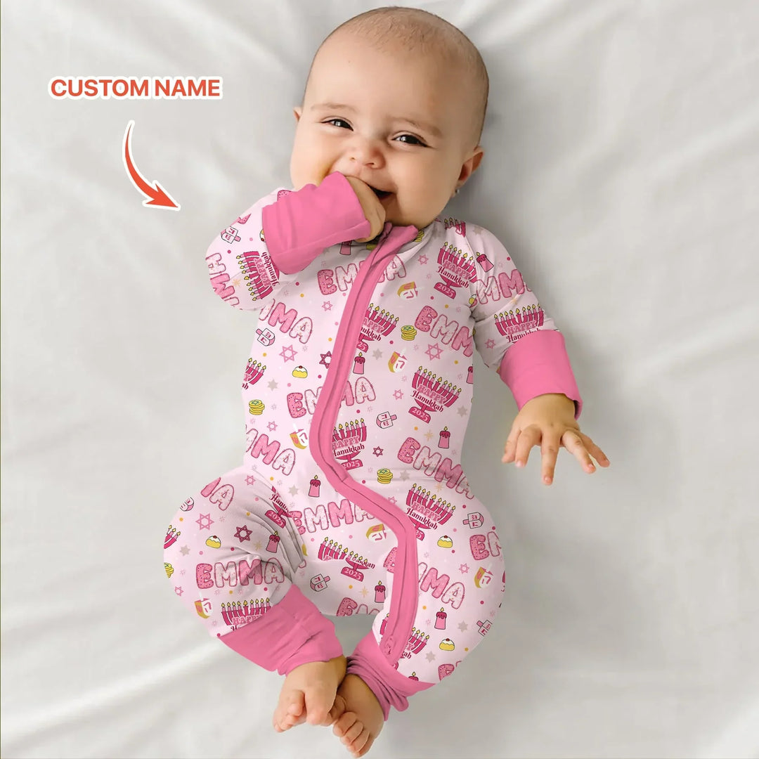 Custom name Happy Hanukkah 2025 Bamboo Convertible Zippy